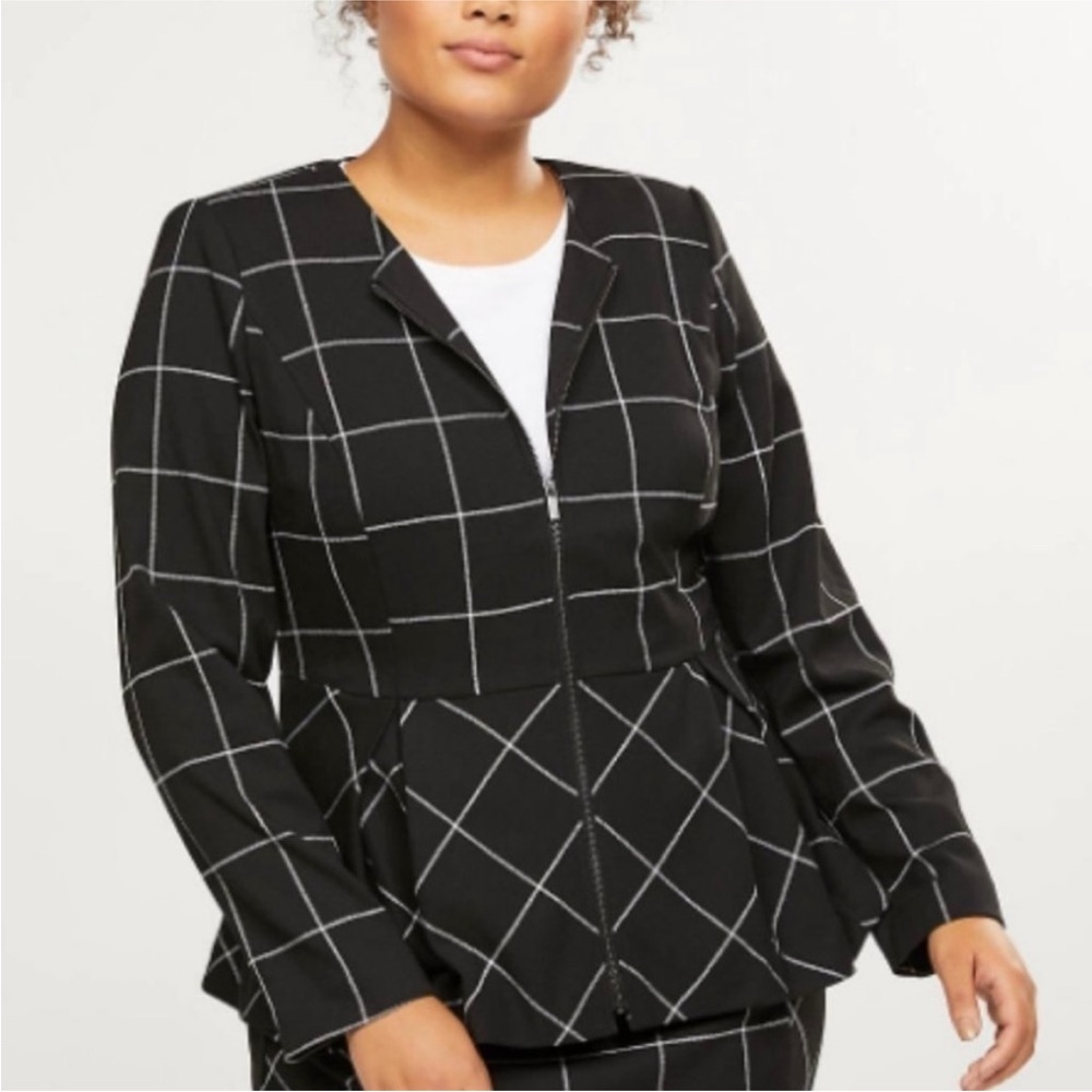 Lane Bryant 22 zip front window pane peplum jacket